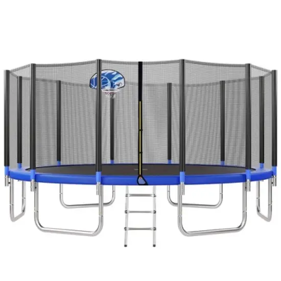 QingMoon 16FT Round Recreational Trampoline With Safety Enclosure,Basketball Hoop,Ladder And Anti Rust Coating Built To Last For Kids And Adults image {9}