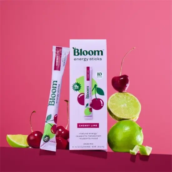 BLOOM NUTRITION Natural Energy Stick Packs Cherry Lime - 10pk image {1}