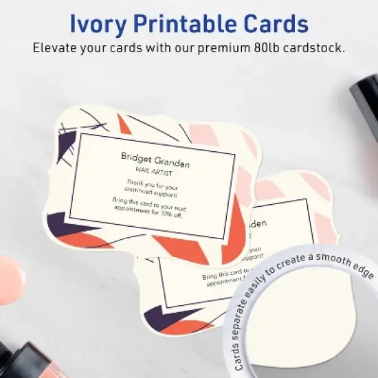 Avery Matte Ivory Invitation Cards, 5" x 7" Rectangle Flourished Edge image {1}