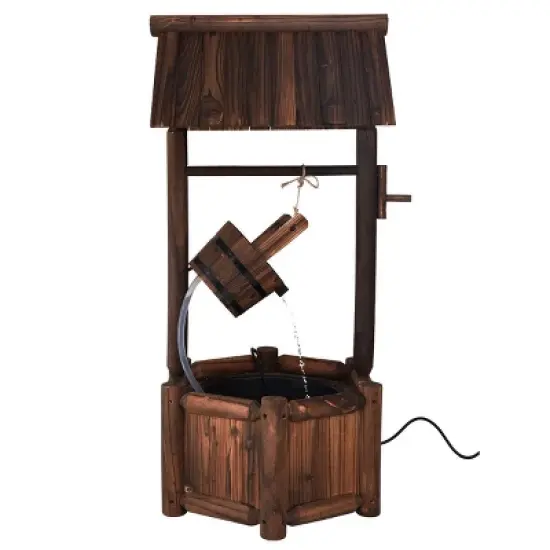 Costway Garden Rustic Wishing Well Water Fountain Wooden Outdoor Electric Backyard Pump image {7}