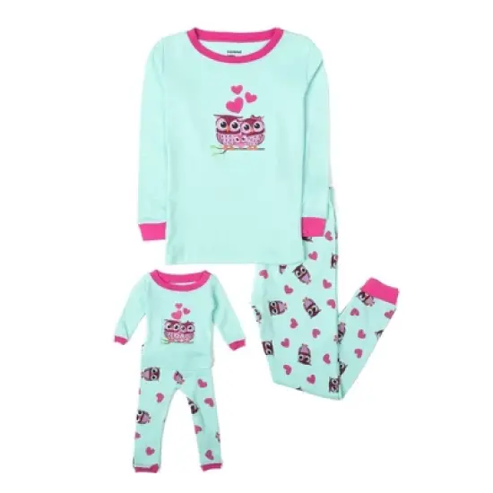 Leveret Girl and Doll Matching Cotton Animal Design Pajamas image {9}