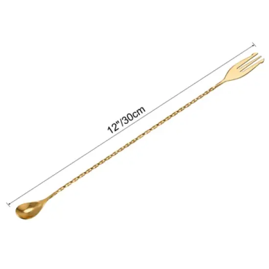 Unique Bargains Stainless Steel Long Handle Spiral Pattern Cocktail Bar Spoon image {1}