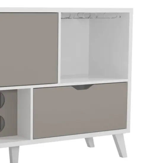 2 Door Wine Bar Cabinet TV Stand for TVs up to 54" White/Gray - The Urban Port image {2}