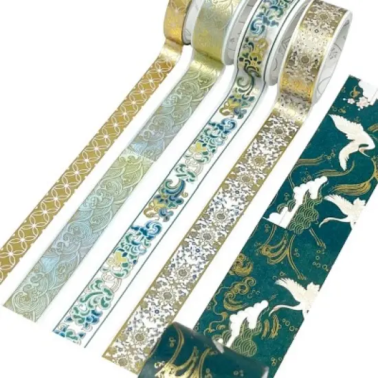 Wrapables Gold Foil Washi Tape in Gift Box Set for DIY Arts & Crafts, Scrapbooking (20 Rolls) image {10}