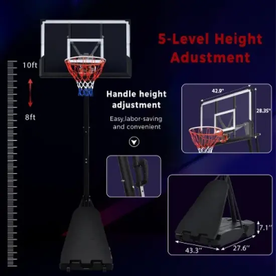 Dexmalle Portable Basketball Hoop Basketball System image {9}