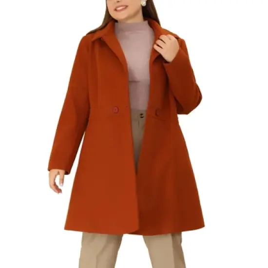 Agnes Orinda Women's Plus Size Notched Lapel Single Breasted Winter Long Pea Coat image {10}