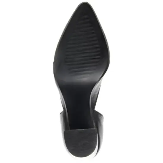 Journee Signature Womens Genuine Leather Jillian D'Orsay High Block Heel Almond Toe Pumps image {4}