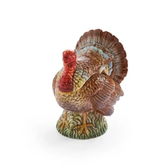 Spode 14oz Turkey-Shaped Gravy Boat with Ladle - Dolomite Thanksgiving Serveware, Large Table Centerpiece, Decorative Serving Bowl, Holiday Soup Bowl image {3}