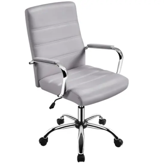 Yaheetech Mid-Back Office Chair with Arms 360&deg; Swivel PU Leather Office Executive Chair image {11}