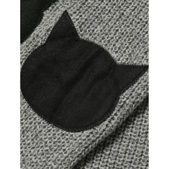 Allegra K Women's Pullover Drop Shoulder Elbow Patch Loose Sweater Pullover Jumper image {5}