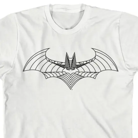 Batman Bat Symbol Line Art White T-Shirt Toddler Boy to Youth Boy image {1}