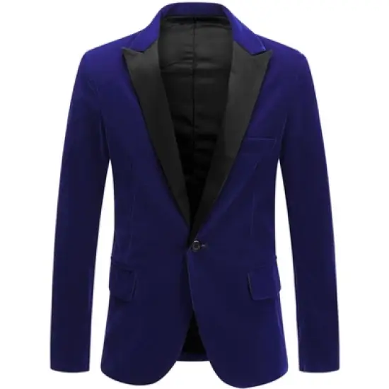 Lars Amadeus Men's Velvet Blazer One Button Party Prom Tuxedo Dinner Suit Blazer image {8}