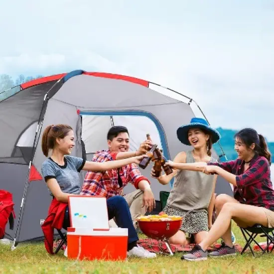 Camping Tent 4 Person Dome Tents, Easy Set Up Waterproof Tent with Carry Bag, Mesh Door, Portable Family Tent with Rainfly for for Traveling image {2}