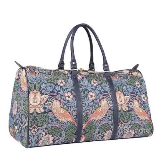 Signare USA William Morris Strawberry Thief Blue Big Holdall/Duffel Bag image {1}