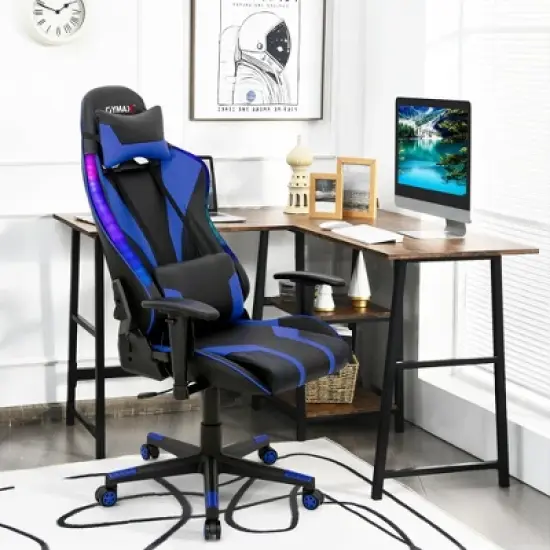 Costway Gaming Chair Adjustable Swivel Computer Chair w/ Dynamic LED Lights image {3}