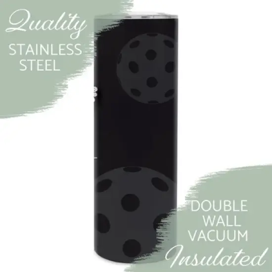 Elanze Designs I Heart Pickleball Steel Lime 20 ounce Stainless Steel Travel Tumbler image {2}