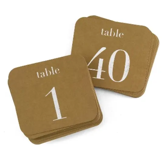 40ct "1-40" Kraft Table Number Cards image {3}