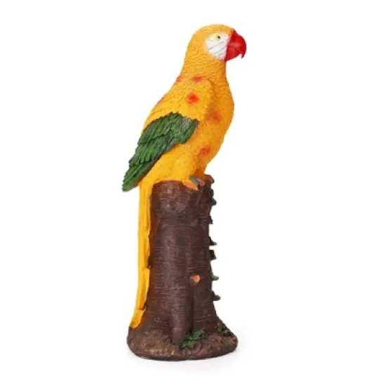 Techko Maid Parrot Yellow Solar Outdoor Garden Statue Decor with Spotlight image {2}