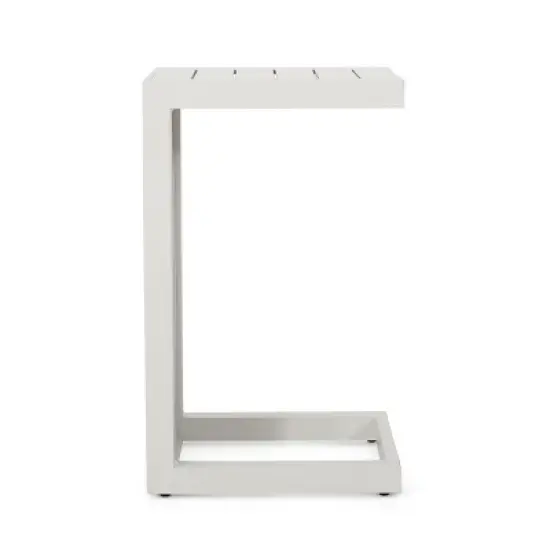 Syemin Patio End Table, C-Shaped Side Table, Compact, Stylish, and Versatile, White, 15"*14.5"*24" image {4}
