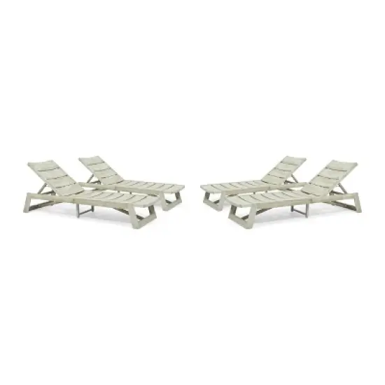 Christopher Knight Home Maki Outdoor Acacia Wood Armless Adjustable Chaise Lounges (Set of 4) image {3}