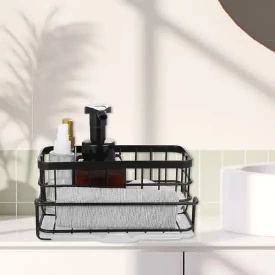 Unique Bargains Kitchen Storage Stainless Steel Sink Caddy 8.07"x5.9"x3.98" image {5}