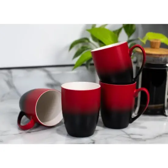 Elanze Designs Romantic Floral Valentines Coffee Cup Mug 12 Ounce Ceramic With Ombre Gradient Love You More Arrow Heart and Rose Red and Black image {4}