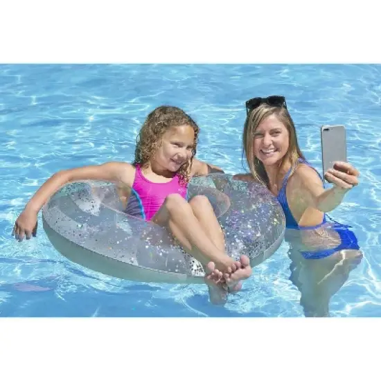 Poolmaster 36" Silver Glitter Swimming Pool Float Tube image {4}