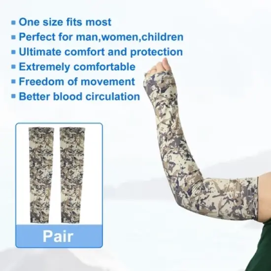 Unique Bargains Basketball Sports Camouflage Cooling Arm Elbow Compression Sleeve Yellow Brown 1 Pair image {4}