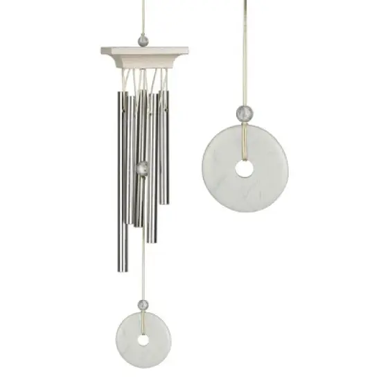 Woodstock Wind Chimes For Outside, Garden D&eacute;cor, Outdoor & Patio D&eacute;cor, Woodstock White Marble Chime Silver Wind Chimes image {2}