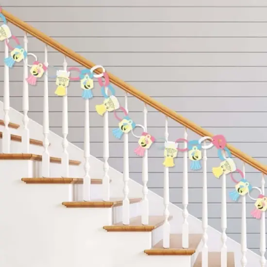 Big Dot of Happiness What Will It Bee - 90 Chain Links and 30 Paper Tassels Decoration Kit - Gender Reveal Paper Chains Garland - 21 feet image {1}