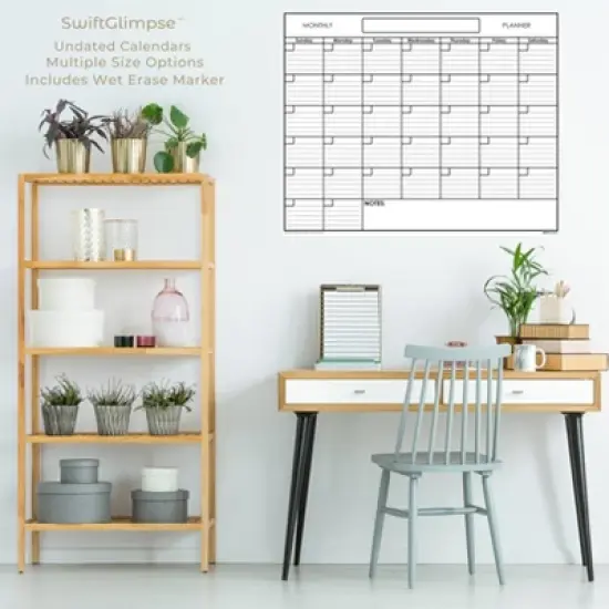 Undated Monthly Laminated Wall Planning Horizontal Calendar 48" x 65" - SwiftGlimpse image {1}