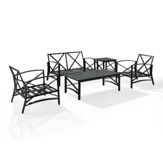 5pc Kaplan Outdoor Steel Conversation Set Mist/Bronze - Crosley image {7}