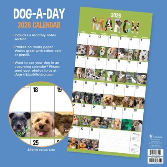 TF Publishing 13.5"x14.5" 2026 Dog-A-Day Wall Calendar image {4}
