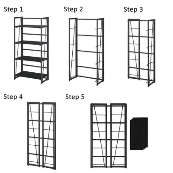 Xtra Folding 4 Tier Bookshelf - Breighton Home image {3}