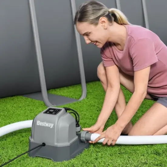 Bestway Flowclear Hydrogenic 6 G/H Digital Self Cleaning Saltwater Chlorinator with Adapters and pH Test Strips for Above Ground Swimming Pool image {2}