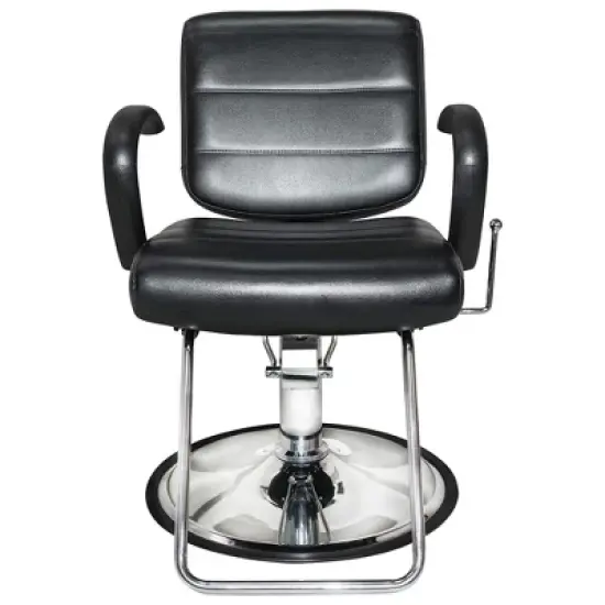 PureSana Chromium Vinyl Kyler 360 Degree Professional All Purpose Salon Chair with Adjustable Reclining Mechanism and Rotational Lock, Black image {1}