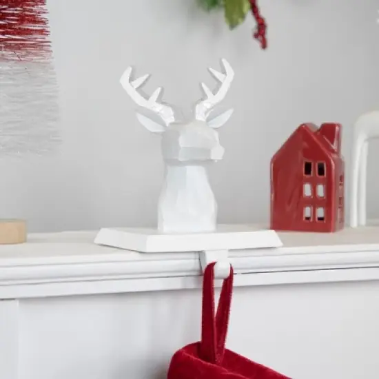 Northlight Set of 2 White Reindeer Head Christmas Stocking Holders 5.75" image {1}