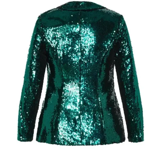 Women's Plus Size Sequin Seduction Jacket - emerald | CITY CHIC image {5}