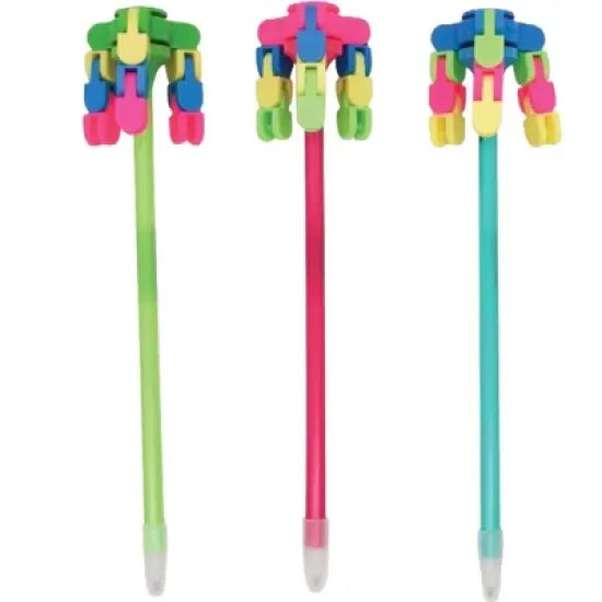 Wacky Track Spinner Pens (3 Pack) - Bend, Spin & Write! Fun Topper, Black Ink (Pink, Green, Blue) image {5}