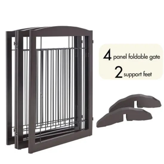 Yaheetech 31.5&Prime; Height Pet Gate with Wood and Wire for Doorway image {6}