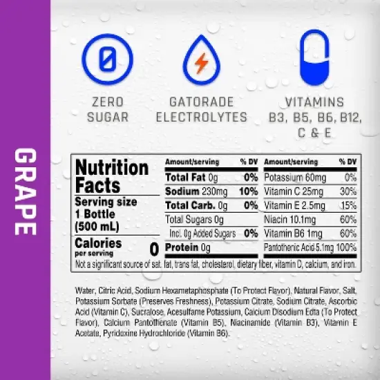 Propel Zero Grape Nutrient Enhanced Water - 6pk/16.9 fl oz Bottles image {4}