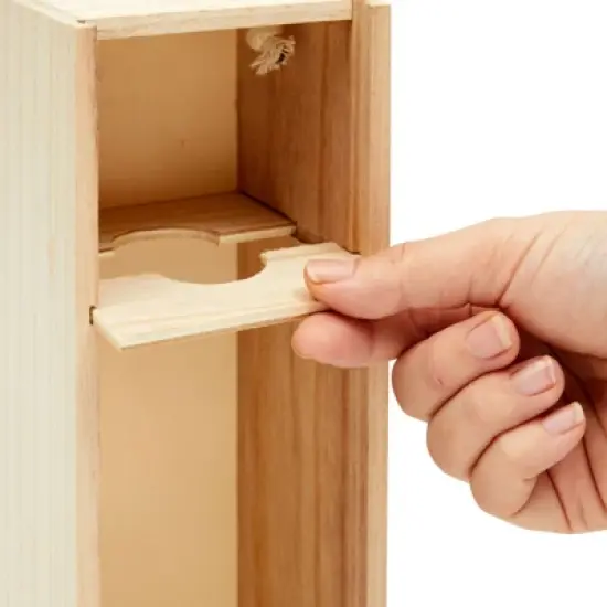 Juvale Wooden Wine Bottle Gift Box with Handle for Holidays, Anniversary, Wedding, Housewarming, 4 x 14 Inches image {2}