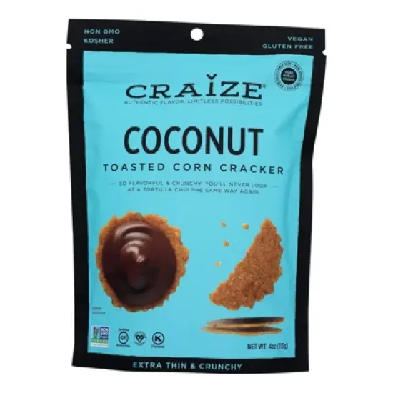 Craize Coconut Toasted Corn Crackers - Case of 6/4 oz image {1}