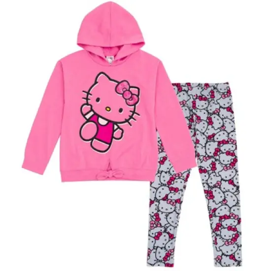 Hello Kitty Girls Pullover FleeceHoodie and Leggings Outfit Set Toddler to Big Kid image {6}