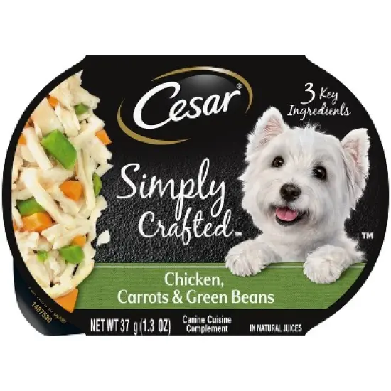 Cesar Simply Crafted Chicken, Carrots & Green Beans Adult Wet Dog Food Meal Topper -1.3oz image {9}