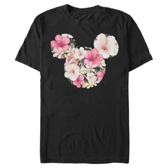 Men's Mickey & Friends Pink Floral Mickey Mouse Logo T-Shirt image {4}