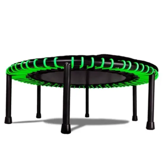 LEAPS & REBOUNDS 48" Adjustable Stability Bar Attachment with 48" Mini Fitness Trampoline and Home Gym Rebounder for Cardio Exercises, Green image {5}