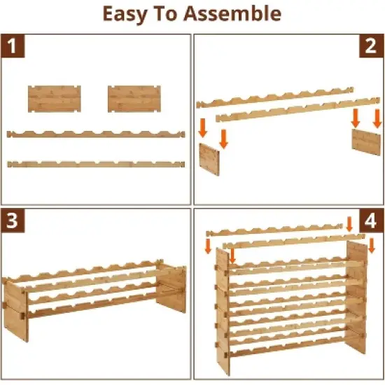 Coucheta Bamboo Wine Rack - Holds 36 Bottles, Stackable Modular Design (Natural) image {1}