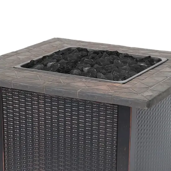 Endless Summer 30 Inch Square 30,000 BTU LP Gas Outdoor Fire Pit Table with Resin Mantel and Protective Cover image {1}