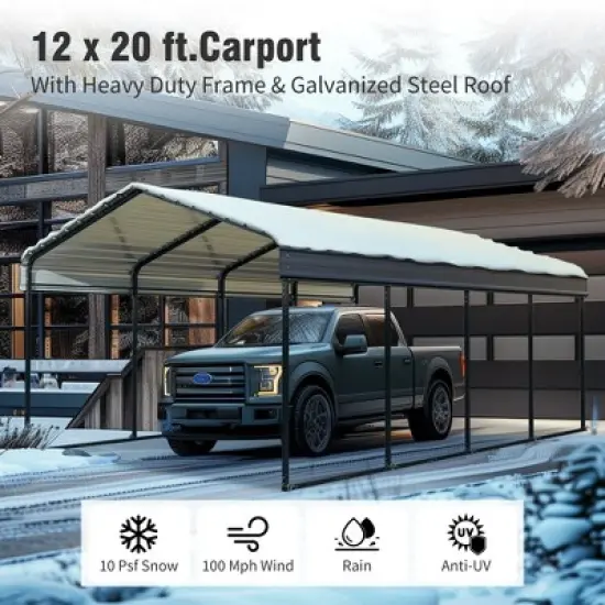 Captiva Designs 12&rsquo; x 20&rsquo; Heavy Duty Metal Carport - Versatile Shelter with Optional Sidewalls image {2}
